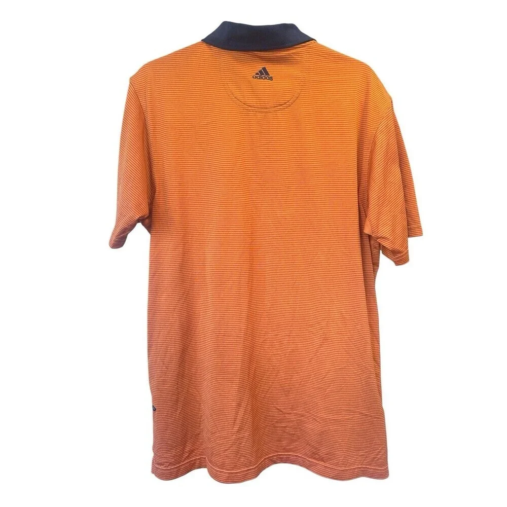 Adidas ClimaCool Polo Shirt Men’s M Orange Striped Royal Dornoch Golf Club